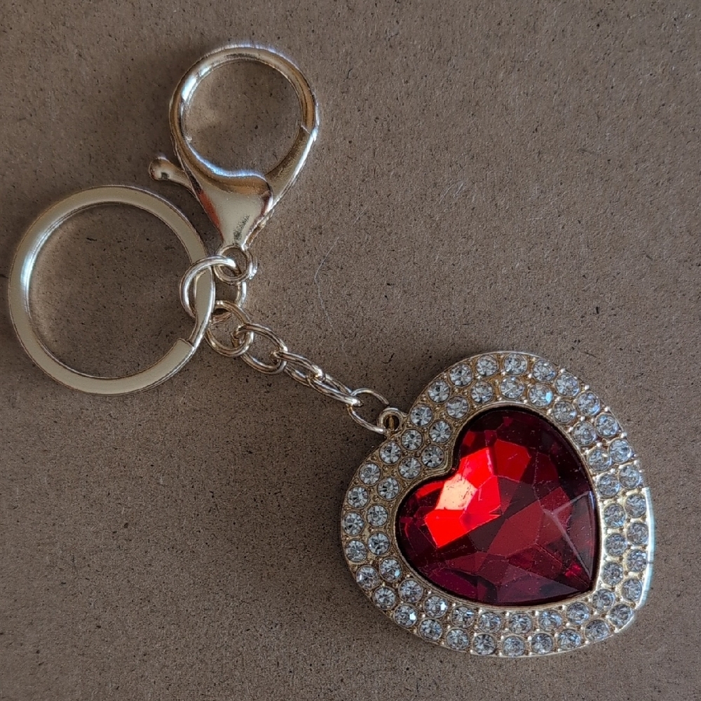 Glamorous Red Heart Keychain Bag Charm